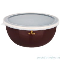 Миска 24 х 10,5 см эмалированная 2,8 л с пластиковой крышкой коричневая &quot;agness /тюдор&quot; / 229577
