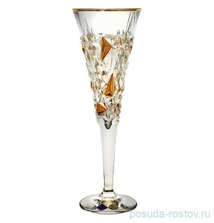 Бокалы для шампанского 200 мл 6 шт &quot;Glacier /С золотом&quot; хрусталь Йиглава / 071379
