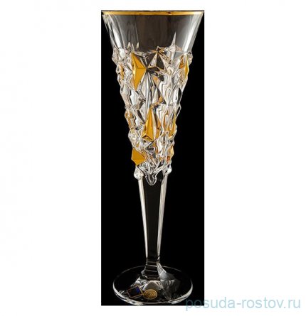 Бокалы для шампанского 200 мл 6 шт &quot;Glacier /С золотом&quot; хрусталь Йиглава / 071379