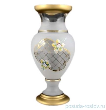 Ваза для цветов 32 см матово-белая &quot;Лепка /с золотом&quot; / 050884