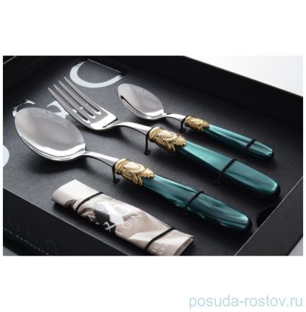 Столовые приборы 18 предметов &quot;Ischia Antique Gold /Dark Green Steel&quot; / 114530