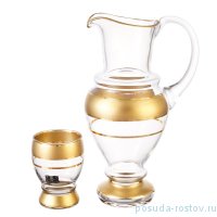 Набор для воды 7 предметов (кувшин 1,5 л + 6 стаканов по 290 мл) &quot;Матовое полоса /золото&quot; AS Crystal / 197140