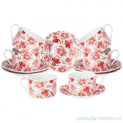 Набор чайных пар 200 мл 6 шт &quot;Roses&quot; / 332605