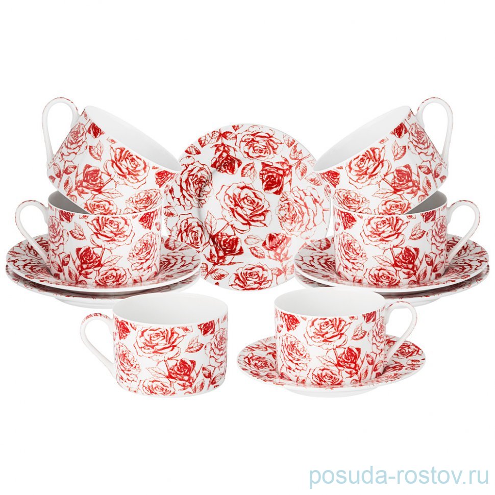 Набор чайных пар 200 мл 6 шт "Roses" / 332605