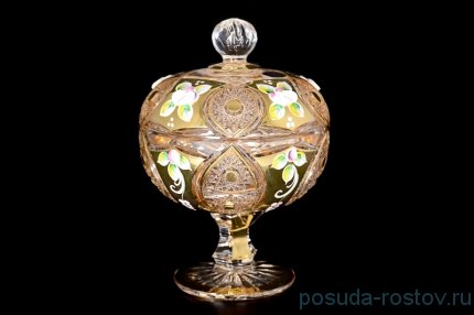 Вазочка 11 см с крышкой н/н &quot;Хрусталь с золотом&quot; / 011523