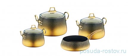 Набор посуды 7 предметов антипригарное покрытие черный &quot;KEOPS SETS /GOLD&quot; / 284022