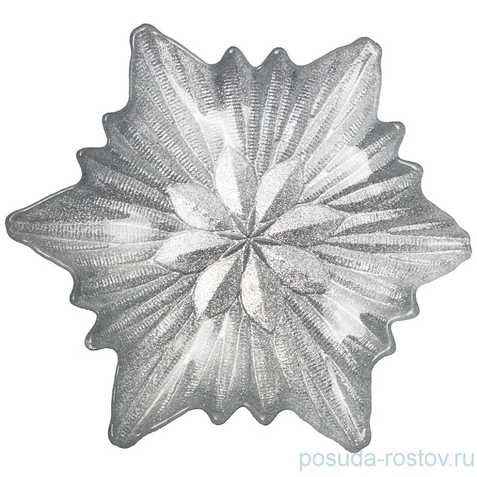 Блюдо 21 см Звезда "Snowflake silver shiny" / 226077