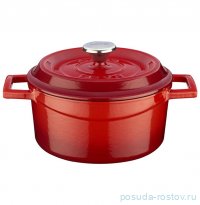 Кастрюля 14 см с крышкой литая чугунная 800 мл &quot;LAVA /RED&quot; / 321440
