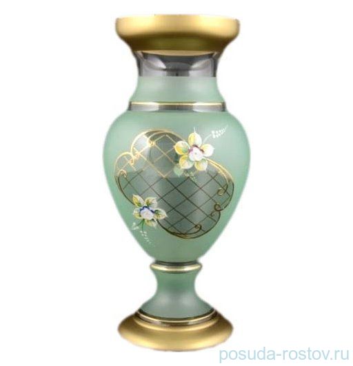 Ваза для цветов 32 см матово-зелёная "Лепка /с золотом" / 050885