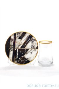 Армуды для чая 150 мл 6 шт с блюдцами &quot;Black Marble&quot; / 259816