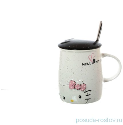 Кружка 400 мл с крышкой и ложкой &quot;Hello Kitty&quot; / 140359