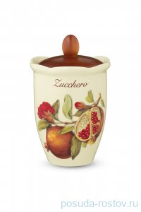 Банка для сыпучих продуктов 19 см с деревянной крышкой Сахар &quot;Artigianato ceramico /Гранат&quot; / 243527