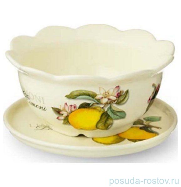 Фруктовница 25 см с подставкой "Artigianato ceramico /Лимоны" / 156823