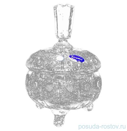 Вазочка 15 см с крышкой на 3-х ножках &quot;Хрусталь резной&quot; / 068091