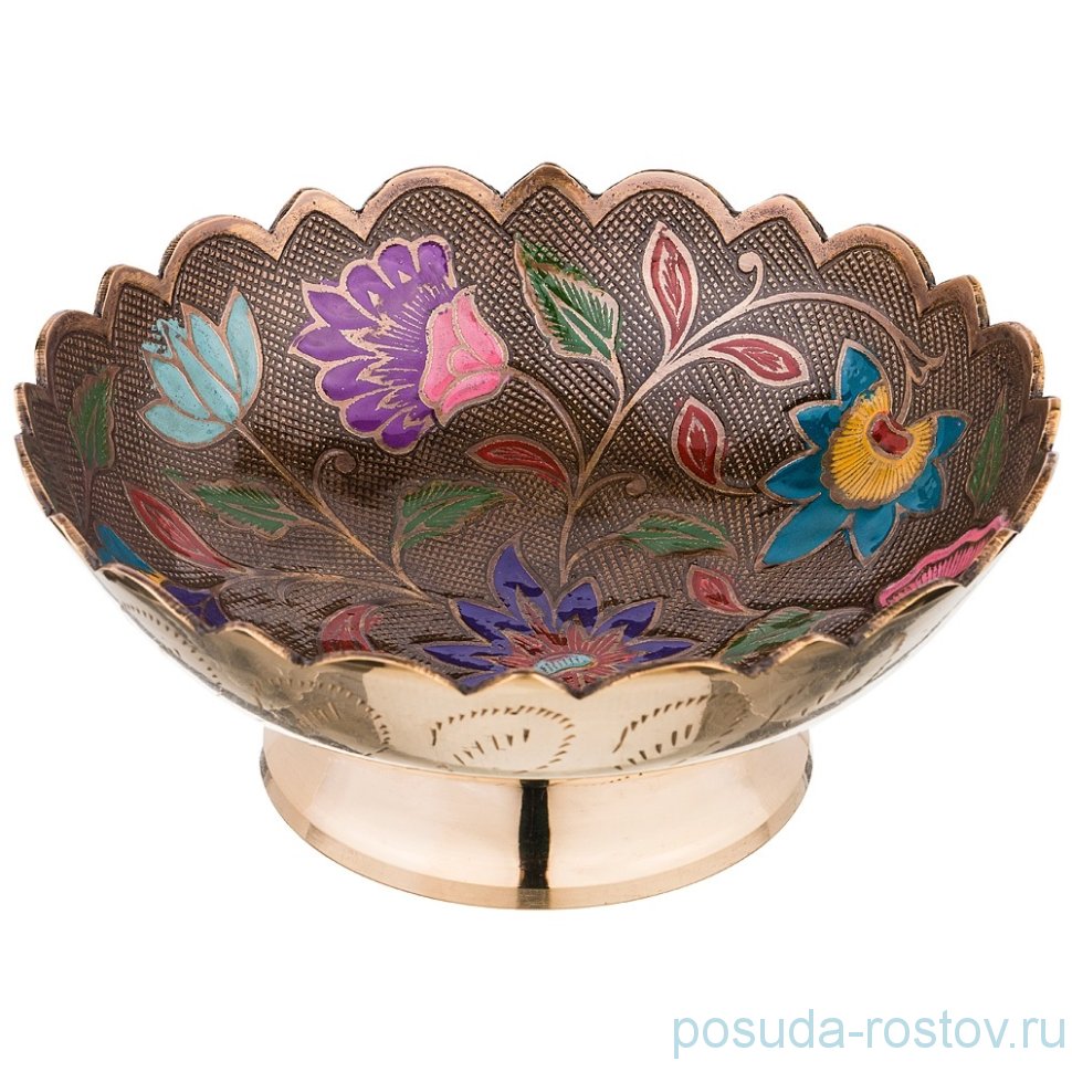Блюдо 18 х 18 х 7 см н/н цветная эмаль /латунь / 195591