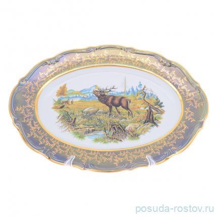 Блюдо 38 см овальное &quot;Мария-Тереза /Охота зелёная&quot; S-P / 274672
