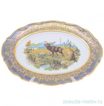 Блюдо 38 см овальное &quot;Мария-Тереза /Охота зелёная&quot; S-P / 274672