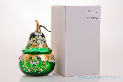 Вазочка с крышкой - груша &quot;Лепка зелёная&quot; маленькая / 046758