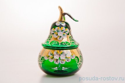 Вазочка с крышкой - груша &quot;Лепка зелёная&quot; маленькая / 046758