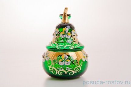 Вазочка с крышкой - груша &quot;Лепка зелёная&quot; маленькая / 046758