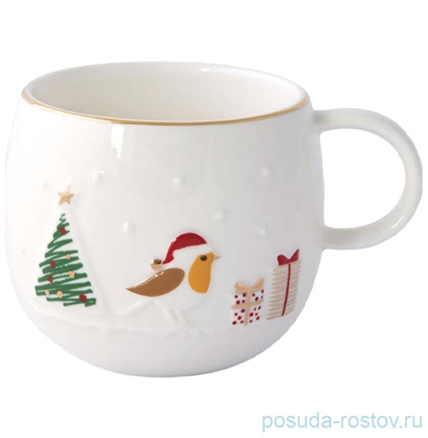 Кружка 400 мл с золотым кантом "Птичка /Let It Snow" / 362009