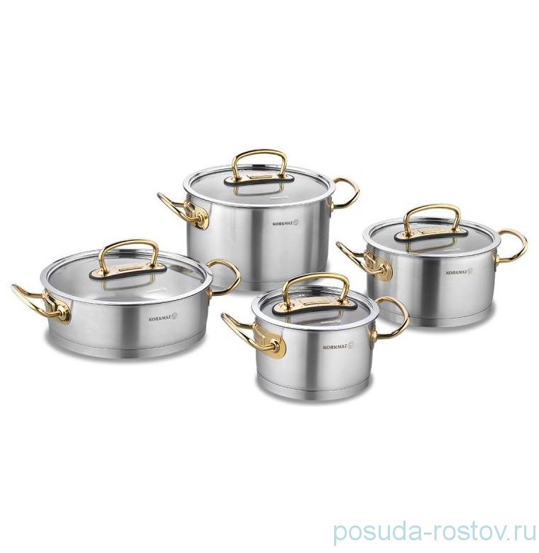 Набор кастрюль 4 предмета с крышками "ProLine Gold" / 272071