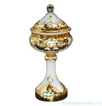 Ваза 40 см с крышкой н/н &quot;Лепка белая&quot; / 038806