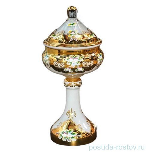 Ваза 40 см с крышкой н/н "Лепка белая" / 038806