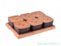 Набор для завтрака 6 шт с бамбуковой крышкой на подставке 28 x 19,5 x 7 см &quot;BAMBOO PRODUCTS /Elisa&quot; / 284360