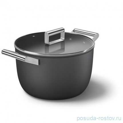 Кастрюля 26 см с крышкой чёрная 7,7 л &quot;Стиль 50-х г.г.&quot; / 303941