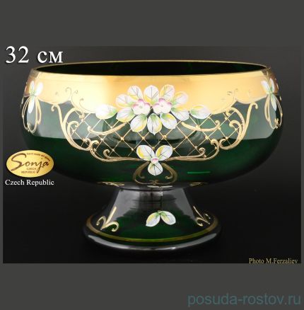 Ваза для фруктов 32 см н/н &quot;Лепка зелёная&quot; / 070784