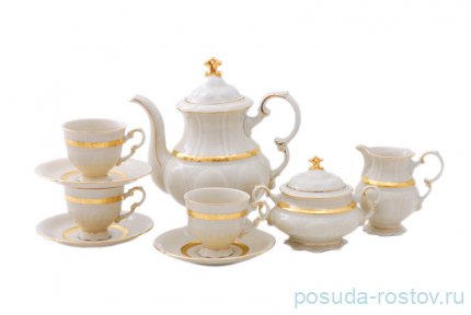 Кофейный сервиз на 6 персон 15 предметов &quot;Соната /Золотая лента&quot; / 028067