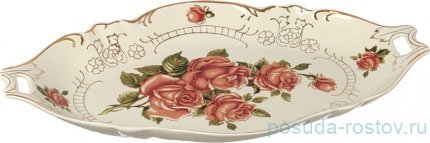 Блюдо 49 х 27 х 5 см овальное с ручками &quot;Корейская роза&quot; / 186429