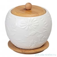 Банка lefard flowers story с дерев. крышкой на дер. подставке 12*11 см 550 мл / 363076