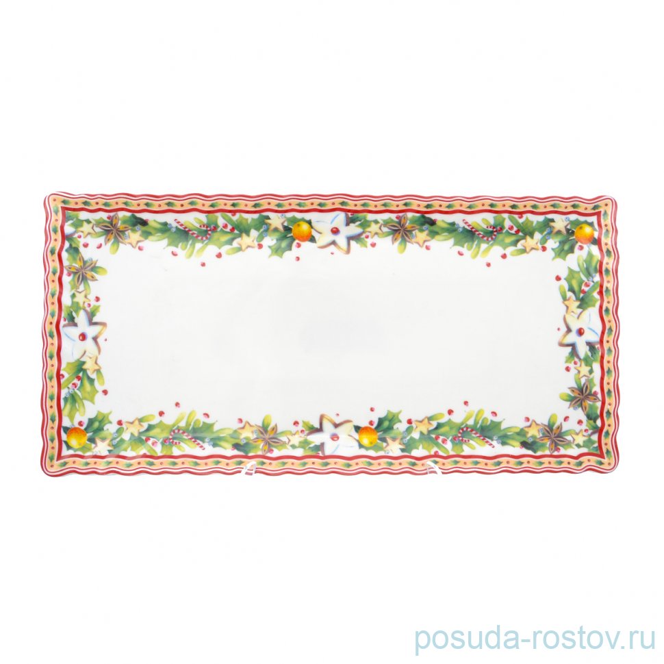 Блюдо 37 х 18 см прямоугольное "Christmas world /Green" / 230086