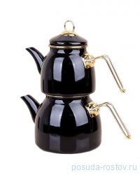 Набор чайников 2 предмета эмалированные (1 л, 2,1 л) черные &quot;ENAMEL COOKWARES&quot; / 295931
