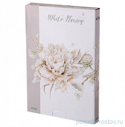 Блюдо 36 х 24 см овальное серое &quot;White flower&quot; / 236286