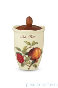 Банка для сыпучих продуктов 19 см с деревянной крышкой Соль &quot;Artigianato ceramico /Гранат&quot; / 243526