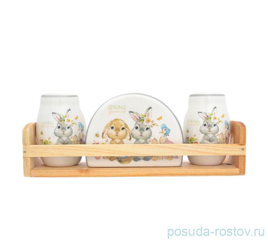 Набор для сервировки 3 предмета на подставке "Spring Bunnies" / 280003