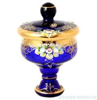 Ваза 20 см н/н с крышкой &quot;Лепка синяя&quot; E-S / 134755