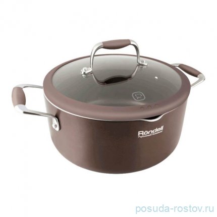 Кастрюля 20 см со стеклянной крышкой 2 л коричневая &quot;Mocaccino Professional&quot; / 229623