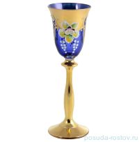 Рюмки 60 мл 6 шт &quot;Анжела /Лепка синяя /AS Crystal&quot; золотая ножка / 148277