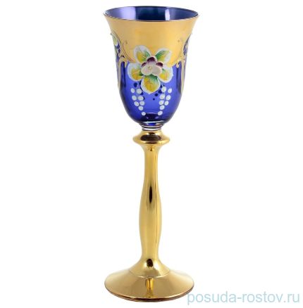 Рюмки 60 мл 6 шт &quot;Анжела /Лепка синяя /AS Crystal&quot; золотая ножка / 148277