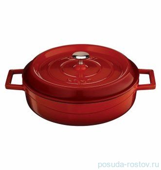 Сотейник 28 см с крышкой литой чугунный 3,5 л &quot;LAVA /RED&quot; / 154611