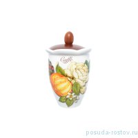 Банка для сыпучих продуктов 19 см с деревянной крышкой Кофе &quot;Artigianato ceramico /Апельсин и роза&quot; / 228473