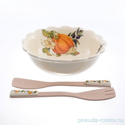 Салатник 25 см с ложками &quot;Artigianato ceramico /Тыква&quot; / 156816
