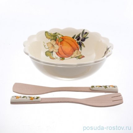 Салатник 25 см с ложками &quot;Artigianato ceramico /Тыква&quot; / 156816