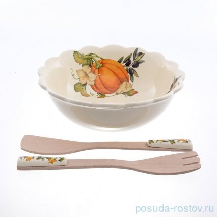 Салатник 25 см с ложками &quot;Artigianato ceramico /Тыква&quot; / 156816