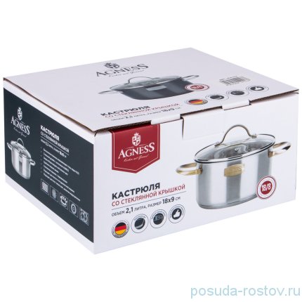 Кастрюля 18 х 9 см со стеклянной крышкой 2,1 л &quot;craft collection&quot; / 213779