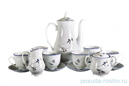 Кофейный сервиз на 6 персон 15 предметов &quot;Рококо /Гуси&quot; (170 мл) / 109893